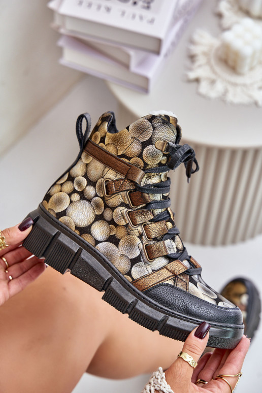 Pelle isoscele Stivali stringati Deveciejka 06158-25 colore dorato Pelle isoscele Stivali stringati Deveciejka 06158-25 colore dorato