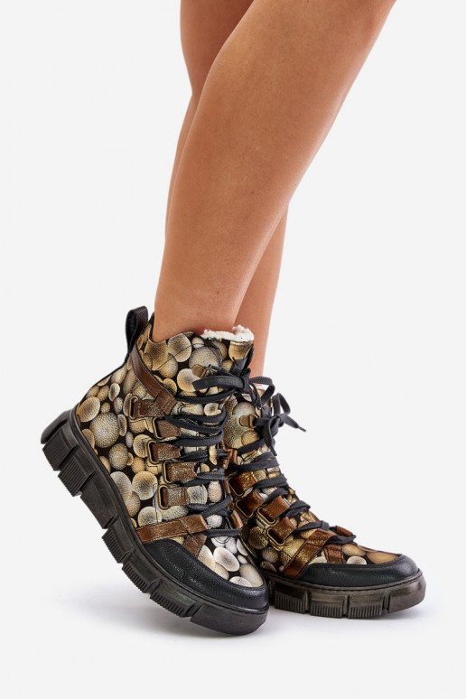 Pelle isoscele Stivali stringati Deveciejka 06158-25 colore dorato Pelle isoscele Stivali stringati Deveciejka 06158-25 colore dorato