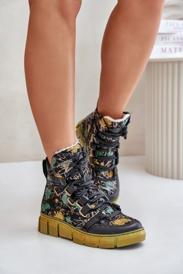 Pelle isoscele Stivali stringati Deveciejka 06158-07 giallo --colore nero