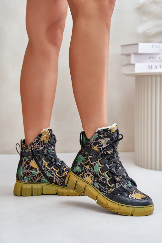 Pelle isoscele Stivali stringati Deveciejka 06158-07 giallo --colore nero