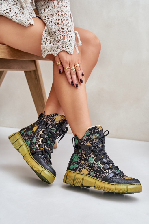 Pelle isoscele Stivali stringati Deveciejka 06158-07 giallo --colore nero