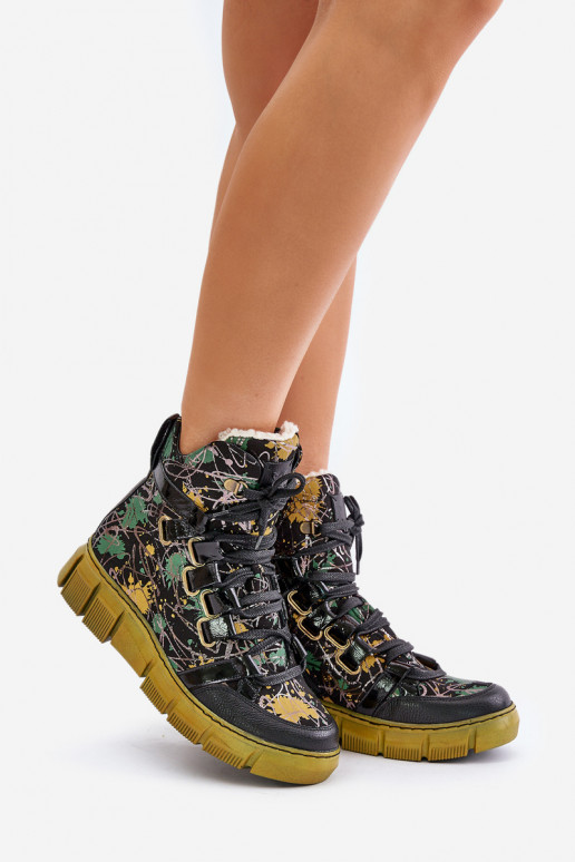 Pelle isoscele Stivali stringati Deveciejka 06158-07 giallo --colore nero