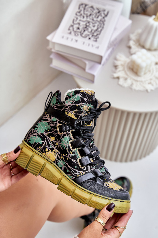 Pelle isoscele Stivali stringati Deveciejka 06158-07 giallo --colore nero