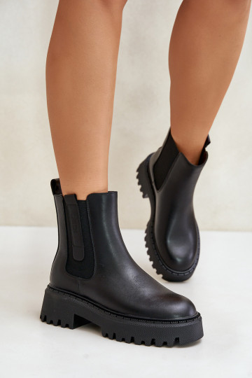 Stivaletti in pelle foderati e stilosi da donna Big Star OO274A386, color nero
