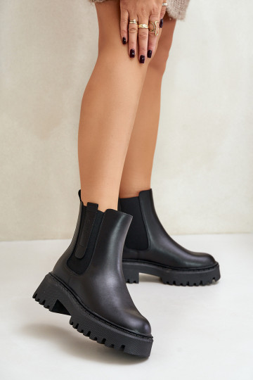 Stivaletti in pelle foderati e stilosi da donna Big Star OO274A386, color nero 2