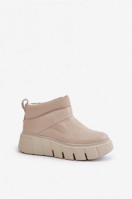 Zazoo 60470 Pelle Stivali con riscaldamento in lana con una piattaforma colore avorio