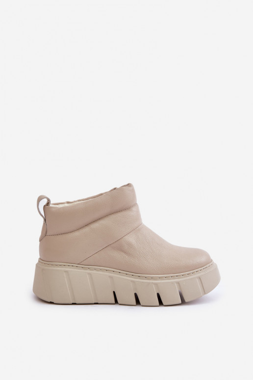 Zazoo 60470 Pelle Stivali con riscaldamento in lana con una piattaforma colore avorio