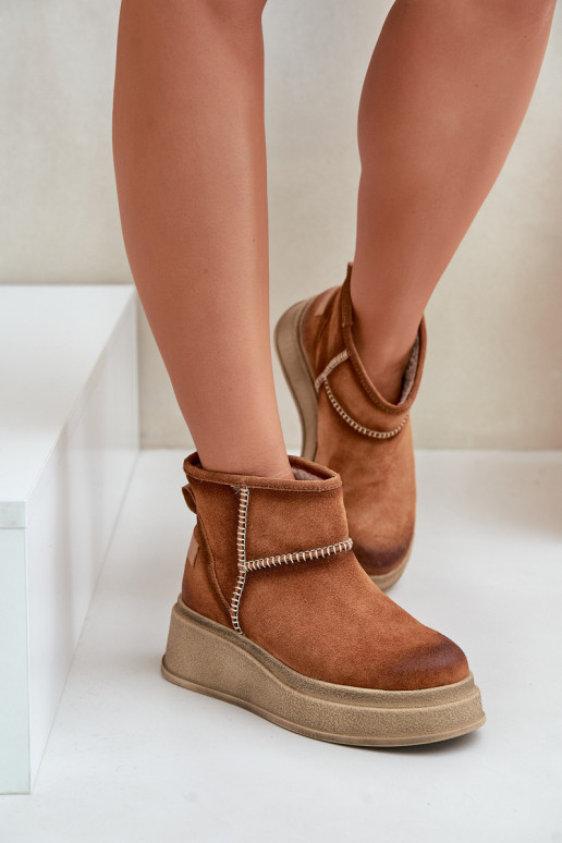 Pelle dalla pelle scamosciata Stivali da neve Stivali con una piattaforma I Koturnie Deveciejka 06769-29 colore marrone Pelle dalla pelle scamosciata Stivali da neve Stivali con una piattaforma I Koturnie Deveciejka 06769-29 colore marrone