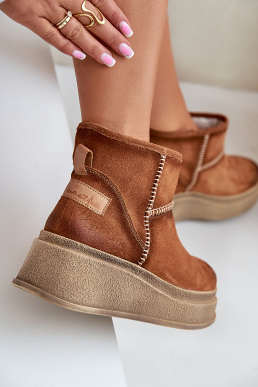 Pelle dalla pelle scamosciata Stivali da neve Stivali con una piattaforma I Koturnie Deveciejka 06769-29 colore marrone Pelle dalla pelle scamosciata Stivali da neve Stivali con una piattaforma I Koturnie Deveciejka 06769-29 colore marrone