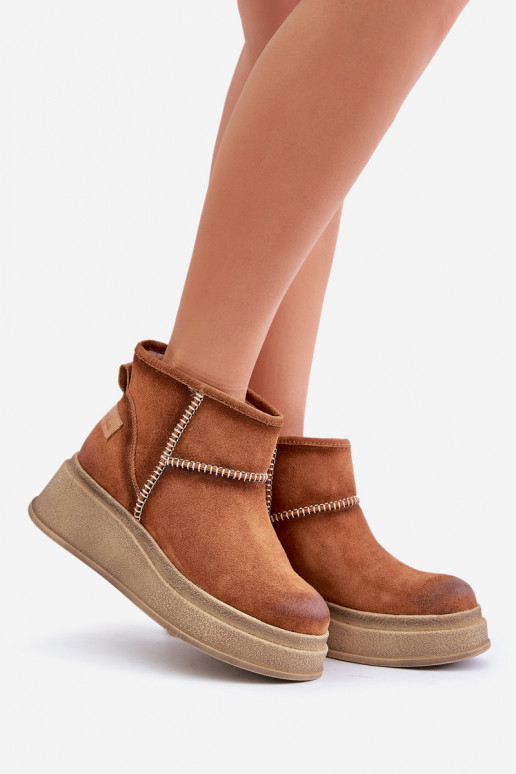 Pelle dalla pelle scamosciata Stivali da neve Stivali con una piattaforma I Koturnie Deveciejka 06769-29 colore marrone Pelle dalla pelle scamosciata Stivali da neve Stivali con una piattaforma I Koturnie Deveciejka 06769-29 colore marrone