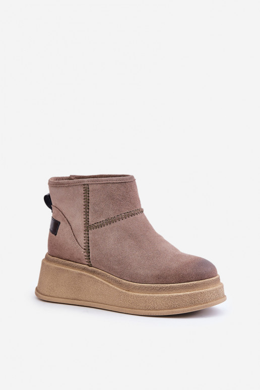 Pelle dalla pelle scamosciata Stivali da neve Stivali con una piattaforma I Koturnie Deveciejka 06769-02 Deverrone scuro Pelle dalla pelle scamosciata Stivali da neve Stivali con una piattaforma I Koturnie Deveciejka 06769-02 Deverrone scuro