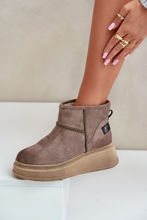 Pelle dalla pelle scamosciata Stivali da neve Stivali con una piattaforma I Koturnie Deveciejka 06769-02 Deverrone scuro Pelle dalla pelle scamosciata Stivali da neve Stivali con una piattaforma I Koturnie Deveciejka 06769-02 Deverrone scuro