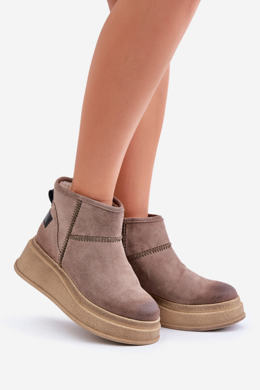 Pelle dalla pelle scamosciata Stivali da neve Stivali con una piattaforma I Koturnie Deveciejka 06769-02 Deverrone scuro Pelle dalla pelle scamosciata Stivali da neve Stivali con una piattaforma I Koturnie Deveciejka 06769-02 Deverrone scuro