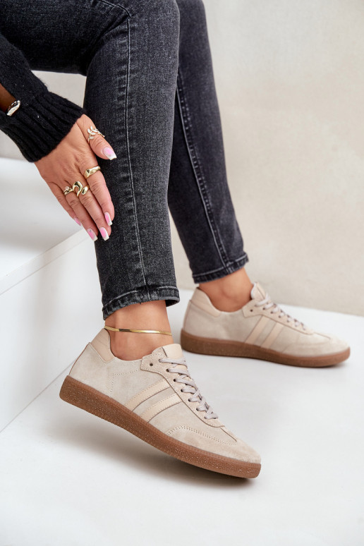 Zazoo N1068 dalla pelle scamosciata Basso Scarpe modello sneakers Femminile beige