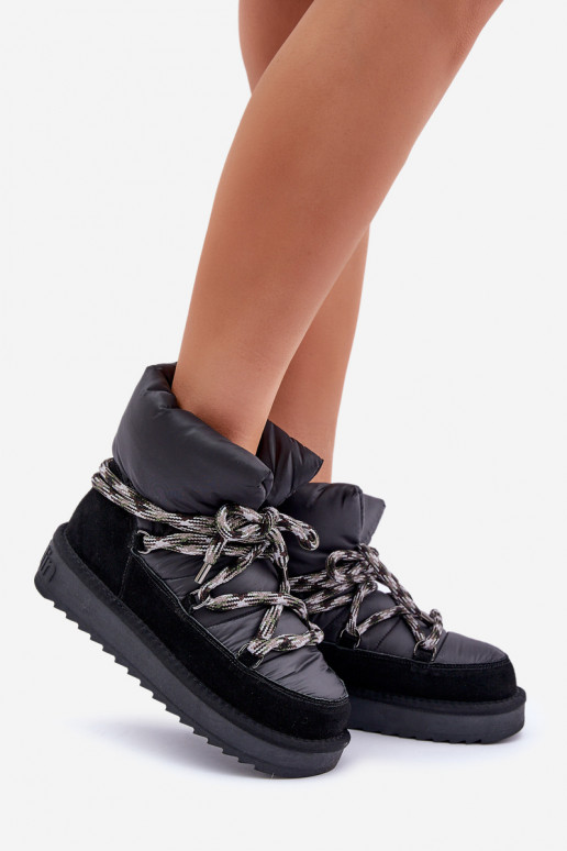 dalla pelle scamosciata Stivali da neve FemminileGrubym Allacciaturam D.Franklin DFSH375003 colore nero dalla pelle scamosciata Stivali da neve FemminileGrubym Allacciaturam D.Franklin DFSH375003 colore nero