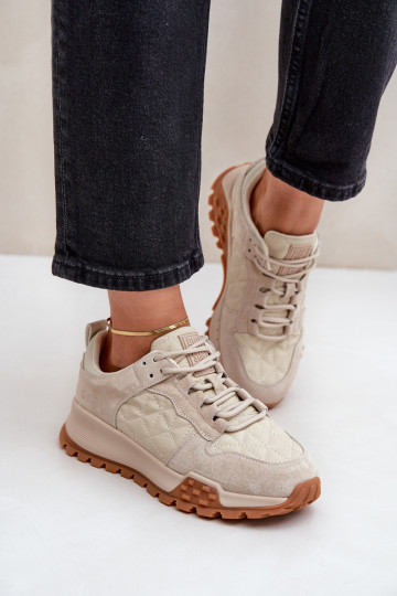 Scarpe sportive in pelle da donna Big Star OO274A315 Hi-Poly System color sabbia