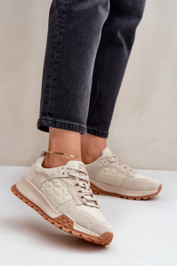 Scarpe sportive in pelle da donna Big Star OO274A315 Hi-Poly System color sabbia 2