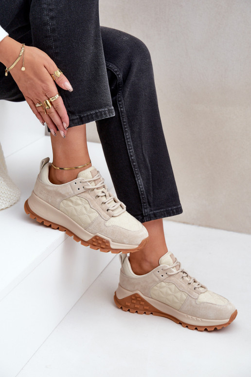 Pelle Scarpe modello sneakers Femminile Big Star OO274A315 Hi-Poly System beige