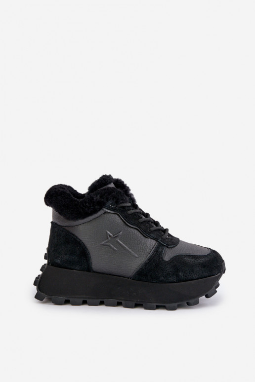 Pelle Scarpe modello sneakers scarpe Femminile con una pelliccia con una piattaforma Big Star OO274A329 colore nero