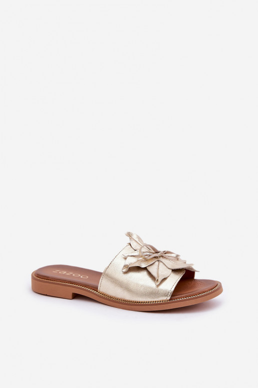 Pantofole con ornamenti pelle naturale Zazoo 3667 colore dorato Pantofole con ornamenti pelle naturale Zazoo 3667 colore dorato