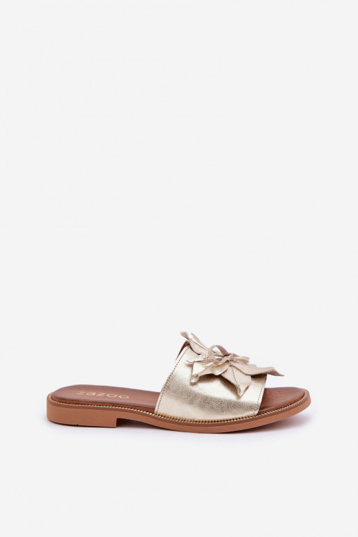 Pantofole con ornamenti pelle naturale Zazoo 3667 colore dorato Pantofole con ornamenti pelle naturale Zazoo 3667 colore dorato