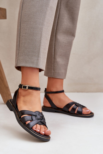 Sandali da donna con tacco largo Zazoo 3688 neri 2