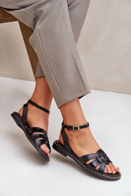 Sandali da donna Femminile con tacchi larghi Zazoo 3688 colore nero