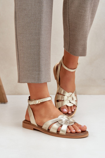 Sandali da donna Femminile con tacchi larghi Zazoo 3688 colore dorato