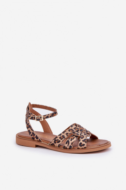 Sandali da donna Femminile con tacchi larghi con motivi di pelliccia di leopardo Zazoo 3688 colore marrone Sandali da donna Femminile con tacchi larghi con motivi di pelliccia di leopardo Zazoo 3688 colore marrone