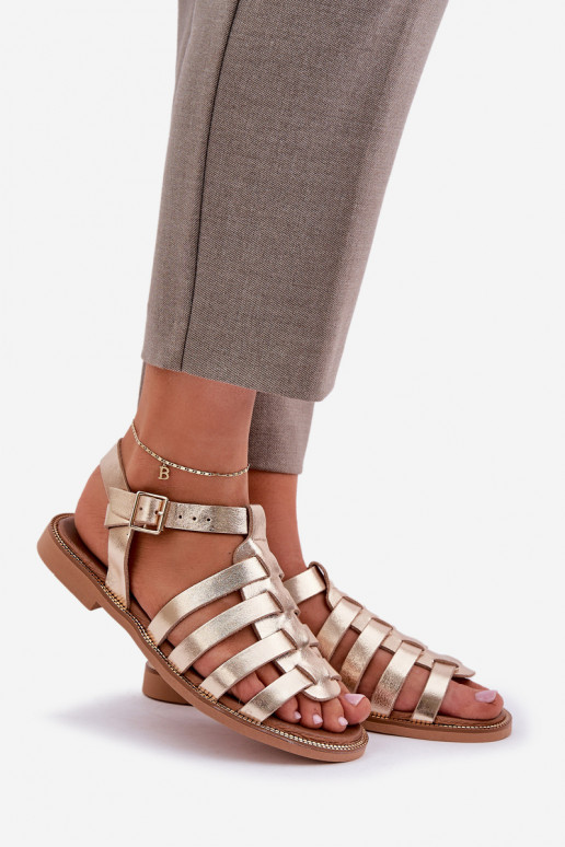 Sandali da donna con tacchi larghi Zazoo 3686 colore dorato Sandali da donna con tacchi larghi Zazoo 3686 colore dorato