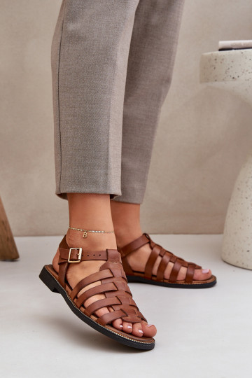 Sandali da donna con tacchi larghi Zazoo 3686 colore marrone