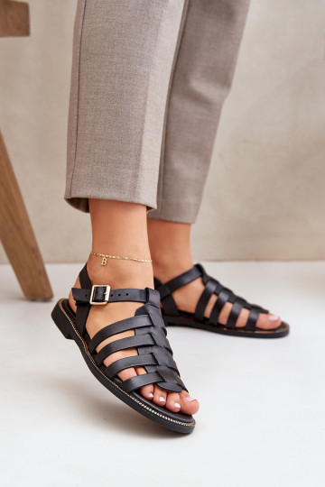 Sandali da donna con tacco largo Zazoo 3686 neri 2