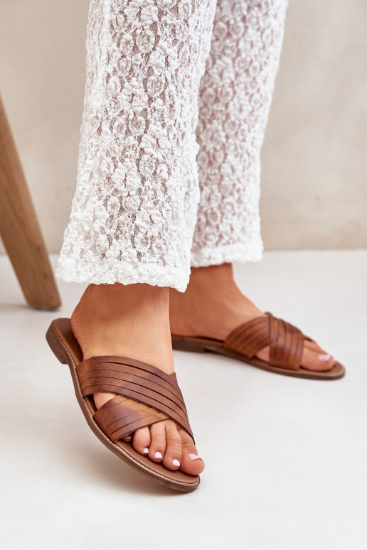 Pelle Femminile Pantofole LeAski Shoes 3682 colore marrone Pelle Femminile Pantofole LeAski Shoes 3682 colore marrone