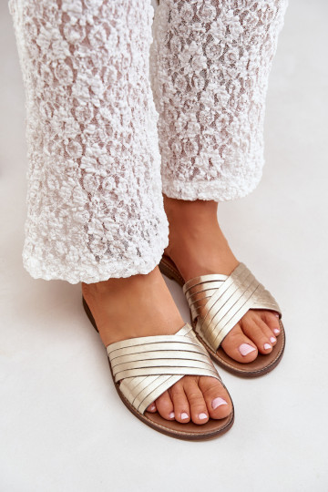 Pelle Femminile Pantofole LeAski Shoes 3682 colore dorato 2