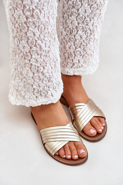 Pelle Femminile Pantofole LeAski Shoes 3682 colore dorato Pelle Femminile Pantofole LeAski Shoes 3682 colore dorato