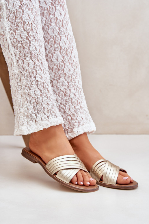 Pelle Femminile Pantofole LeAski Shoes 3682 colore dorato Pelle Femminile Pantofole LeAski Shoes 3682 colore dorato