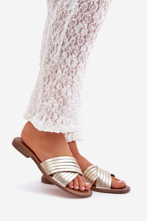 Pelle Femminile Pantofole LeAski Shoes 3682 colore dorato Pelle Femminile Pantofole LeAski Shoes 3682 colore dorato