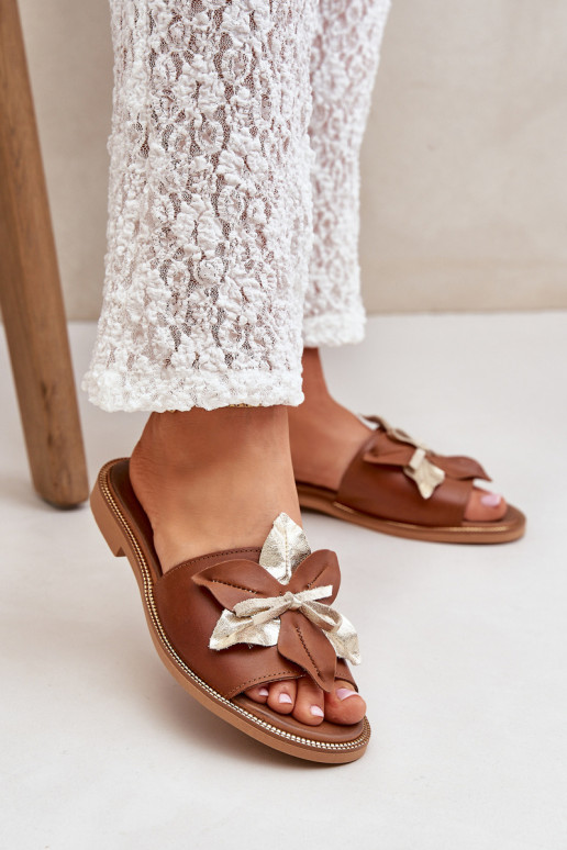 Pantofole con ornamenti pelle naturale Zazoo 3574/Z colore marrone Pantofole con ornamenti pelle naturale Zazoo 3574/Z colore marrone