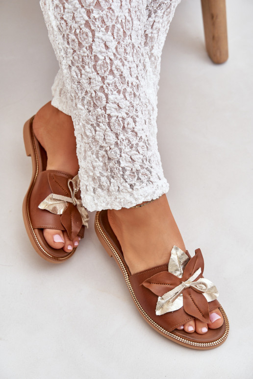 Pantofole con ornamenti pelle naturale Zazoo 3574/Z colore marrone Pantofole con ornamenti pelle naturale Zazoo 3574/Z colore marrone