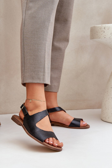 Sandali da donna con fibbie con un impronta LeAski 3041 colore nero 2