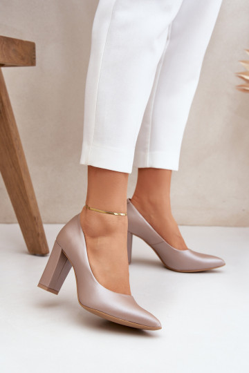 Scarpe in satin LeĮskis Shoes 2453 color sabbia 2