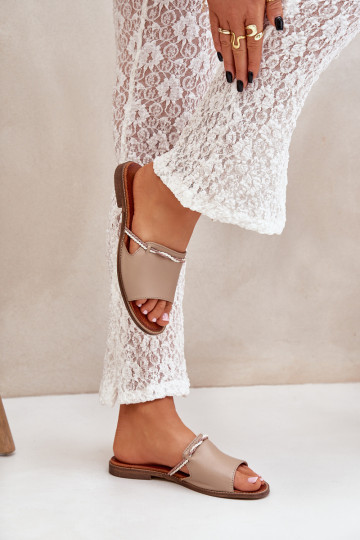 Pantofole in pelle LeAski Shoes 3047 beige 2