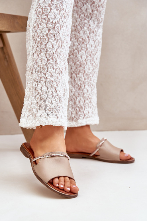 Pantofole in pelle LeAski Shoes 3047 beige Pantofole in pelle LeAski Shoes 3047 beige