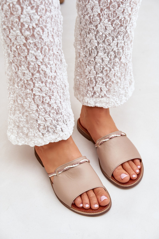 Pantofole in pelle LeAski Shoes 3047 beige Pantofole in pelle LeAski Shoes 3047 beige