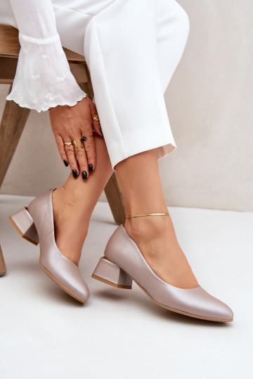 Scarpe in pelle LeĮskis 3118 color sabbia