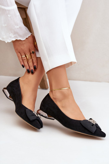 Eleganti ballerine in suede da donna con fiocchi Laura Messi 2893 color nero