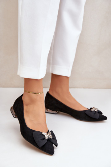 Eleganti ballerine in suede da donna con fiocchi Laura Messi 2893 color nero 2