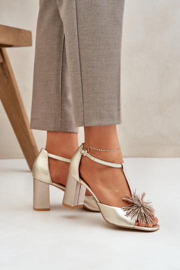 sandali Pelle con i tacchi con ornamenti Laura Messi 2758 colore dorato