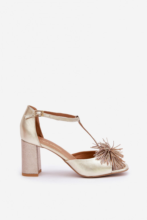sandali Pelle con i tacchi con ornamenti Laura Messi 2758 colore dorato sandali Pelle con i tacchi con ornamenti Laura Messi 2758 colore dorato