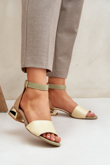 Sandali da donna con tacco color oro Laura Messi 2143 color sabbia 2